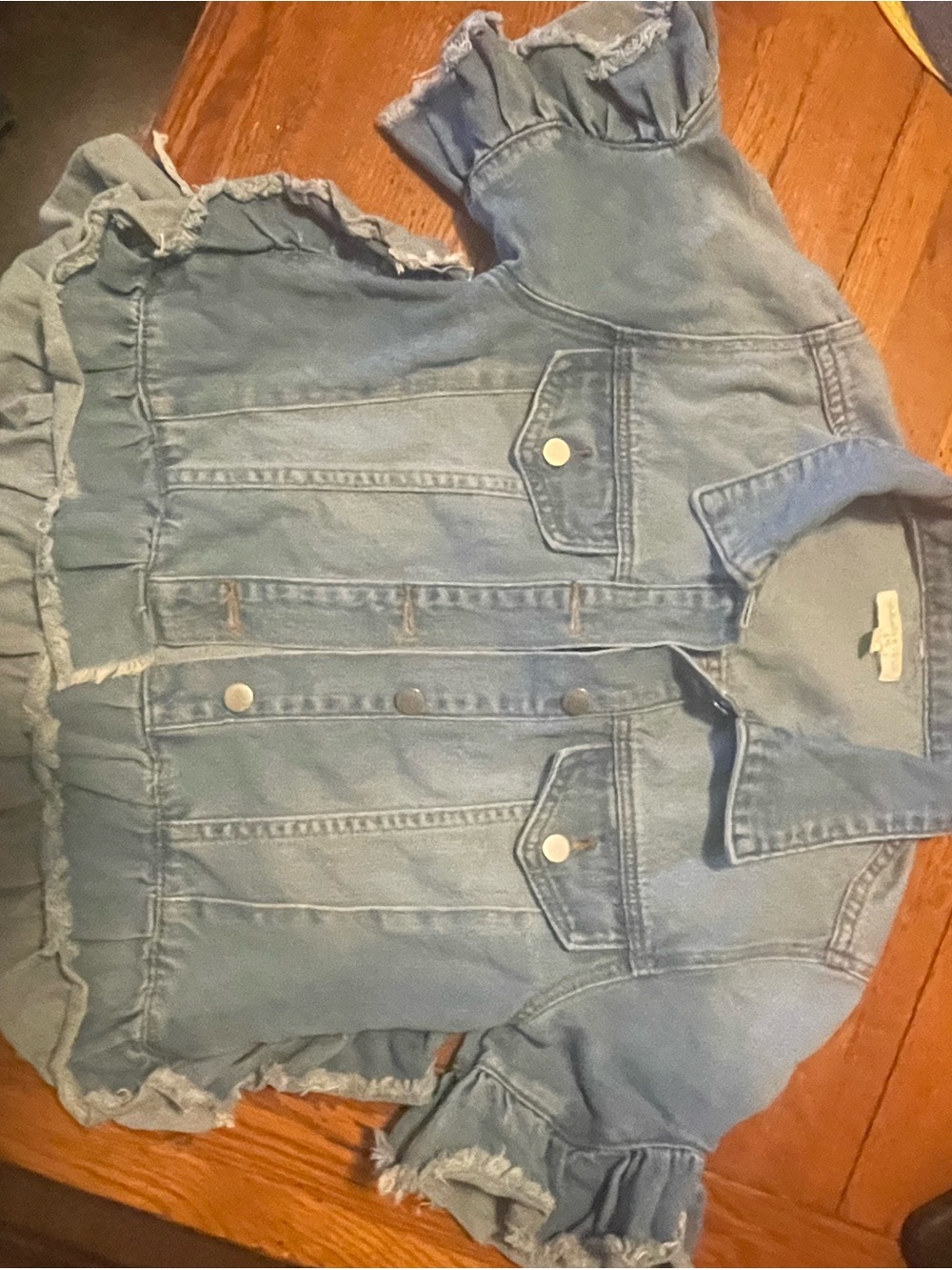 Chelsea & Violet Light Blue Ruffle Denim Jacket